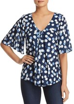 Collection By Bobeau Bell Sleeves Blouse, NAVY BLUE POLKA DOT, MED  - £14.01 GBP