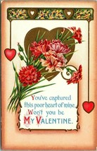 Vintage Postcard Valentine&#39;s Day You&#39;ve Captured This Poor Heart of Mine - £15.65 GBP