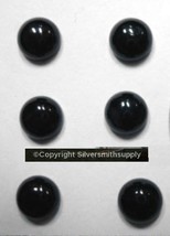 6 Black onyx high dome cabochons 4mm round flat backed jewelry grade  CP003 - £4.69 GBP