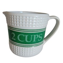 VTG Waffle Weave Stoneware Green Measuring Cup w/ Cups Ounces Liters MLs Roshco - £9.88 GBP