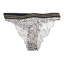 H &amp; M White Leopard Print Glitter Gold Ruffle Hem Women&#39;s Bikini Size 10... - $7.78