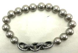 Authenticity Guarantee 
David Yurman - Onyx Bead Bracelet on Silver Chain w/ ... - £475.78 GBP