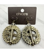 Chico&#39;s Arria Chunky Studded Dangle Gold Tone Earrings Pierced Pair - £7.78 GBP