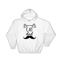 CAT DAD : Gift Hoodie Mustache Family Christmas Birthday Kitten Fathers Day - £28.85 GBP