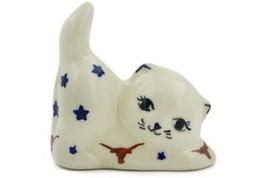 Polish Pottery Longhorn Stars Americana Cat Kitten Figurine Bolesawiec Stoneware - £23.36 GBP