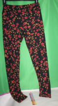 Lularoe Floral Pattern Black Pants Women&#39;s One Size - £19.41 GBP