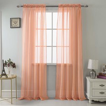 RT Designers Collection Celine Sheer 54 x 90 in. Rod Pocket Curtain Panel Coral - $38.60