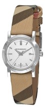 Burberry BU1387 Checked Strap White Dial Women&#39;s Watch - £241.38 GBP