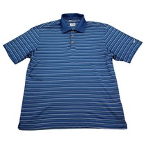 Nike Shirt Mens Large Blue Striped Polo Dri Fit Lightweight Golfing Casual - £18.22 GBP