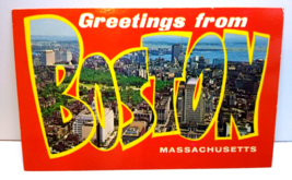 Greetings From Boston Massachusetts Large Letter Chrome Postcard Colourpicture - $29.70