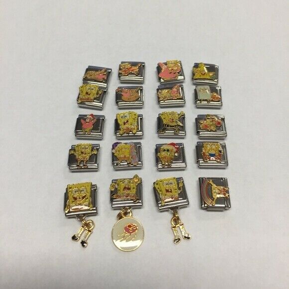 Primary image for 20 Sponge Bob  LOT Set Casa Doro Italian Charm Charms 9mm Licensed Authentic New