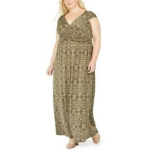 NY Collection Womens Plus 2X Green Floral Print Empire Waist Maxi Dress NWT AI23 - £26.96 GBP