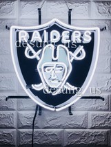 New Oakland Raiders Black Silver Nations Neon Sign 20&quot; with HD Vivid Printing - £128.97 GBP