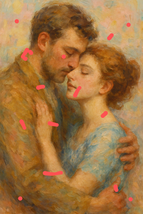 Pastel Embrace – Romantic Impressionist Portrait Art Print | American Dr... - $25.00