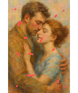 Pastel Embrace – Romantic Impressionist Portrait Art Print | American Dr... - $6.93 CAD
