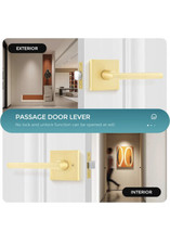 Linkaa Satin Brass Passage Door Lever Door Handle NEW - $14.84