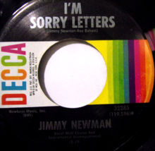 Jimmy Newman-Sunshine and Bluebirds / I&#39;m Sorry Letters-45rpm-1968-NM - £10.05 GBP