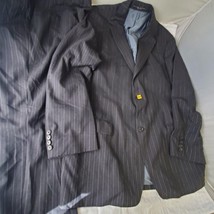 Hugo Boss Barneys New York 3 Button Gray Blue Pinstripe Suit Wool Silk 42R - £47.71 GBP
