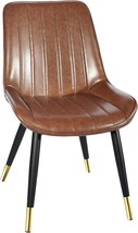 Gia Retro Armless Upholstered Side Dining Chair With Vegan, Caramel Brown - £172.09 GBP