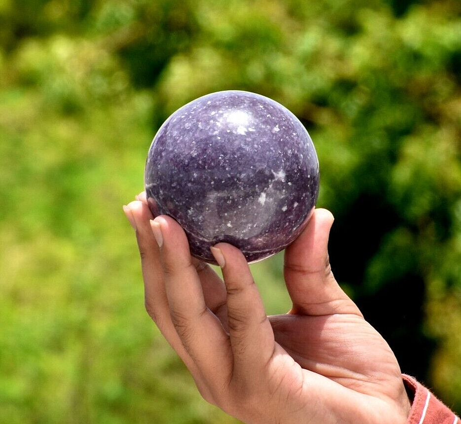 Lepidolite Crystal Sphere Healing Metaphysical Energy Gemstone Chakra Re... - $104.50