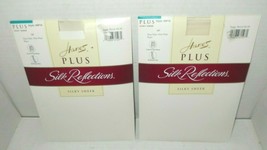 2 Pair 1990&#39;s Hanes One Plus Silk Reflections Panty Hose Pearl Silky Con... - £21.33 GBP