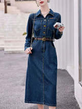 2023 Autumn Korean Fashion Vintage Denim Dress - £65.72 GBP