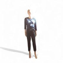 Nili Lotan 8 Stretch Straight Pleated Leg Dress Pants Work Black Minimalist - $38.00