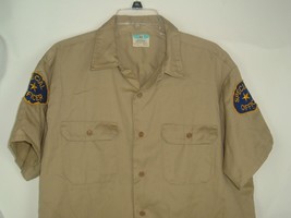 Vintage Penneys Big Mac Shirt Tan Penn-Prest  Work Special Officer patches L XL - £15.55 GBP