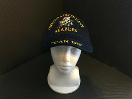 US NAVY DARK BLUE EMBROIDERED NAVY SEABEES STRAPBACK HAT CAP - $13.76