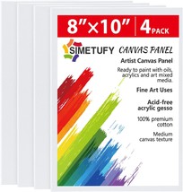 Simetufy 4 Pack 8x10 Inch Canvas Boards Canvas Panels Gesso Primed Acid ... - $305.51 MXN
