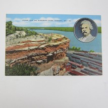 Linen Postcard Hannibal Missouri Mark Twain Lovers Leap Mississippi River - $9.99