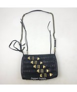 Rebecca Minkoff Black Leather Crossbody Bag 5 Buckle Straps 11x8"  - $35.63