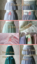 Misty Green Side Slit Tulle Skirt Outfit Bridesmaid Plus Size Tulle Maxi Skirt image 14