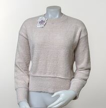 Hippie Rose Drop Shoulder Sweater Size S Eyelash Lurex Crewneck Cozy Icy... - $11.79