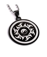 YIN YANG NECKLACE Black Stainless Steel Pendant Tai Chi Martial Arts Cha... - £7.11 GBP