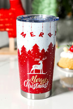 Fiery Red Christmas Tree Elk Print Stainless Steel Tumbler 20 OZ - $263.58 MXN