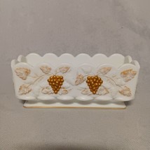 Westmoreland Paneled Grape Planter Milk Glass Gold Overlay WG Mark on Bottom - £22.53 GBP