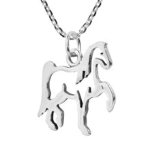 Simple &amp; Majestic Horse Outline in Sterling Silver Necklace - £11.92 GBP