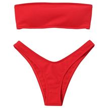 Strapless Solid Color Low Waist Bikini - £15.25 GBP
