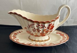 Spode INDIAN TREE Gravy Boat with Attached Underplate Made in England - £93.86 GBP