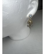 Blue Rhinestone Ball Dangle Screw Back Earring Vintage - €8,56 EUR