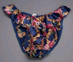 Vintage 80s Flutter Gold Crown Rose Hi-Cut Lingerie Panties 6M - $198.00