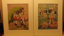 2 Matted Vintage Pictures by Ruth E. Newton from the 1930&#39;s - £27.97 GBP