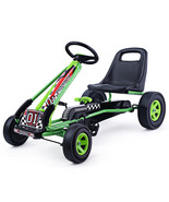 Pedal Powered Car 4 Wheel Racer Toy Kids Ride On Car Stealth Green - £214.77 GBP
