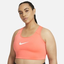 Nike Women&#39;s Swoosh Sports Bra (Plus Size1X) Bright Mango/White NEW W TAG - £19.54 GBP