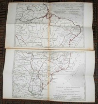 XRARE: Two 1780 maps of north and south Brazil by M. Bonne hand-colored: - £21.81 GBP
