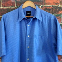 Slates Mens Short Sleeve Shirt XL Blue Mini Check Plaid - £8.60 GBP