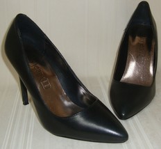 Cathy Jean Black Leather Pointy Toe Heel Pumps Size US 7.5 , Used No Box  - £14.04 GBP