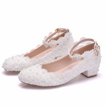 Women&#39;s High Heels White Lace Wedding Shoes Sexy Bride Party 3CM Pointed Toe Sha - £57.49 GBP