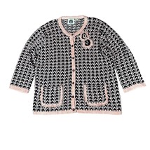 Vtg 90s Storybook Knits Home Sweet Home Pink Black Plus Size Cardigan Sw... - €42,63 EUR